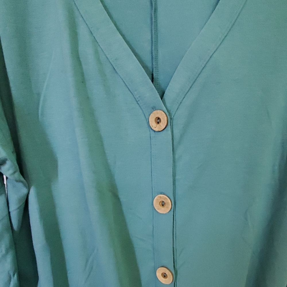 Long sleeve button down tie front top ash mint - Picture 2 of 2